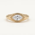 Leah's Whisper marquise diamond signet pinky ring in 14k yellow gold