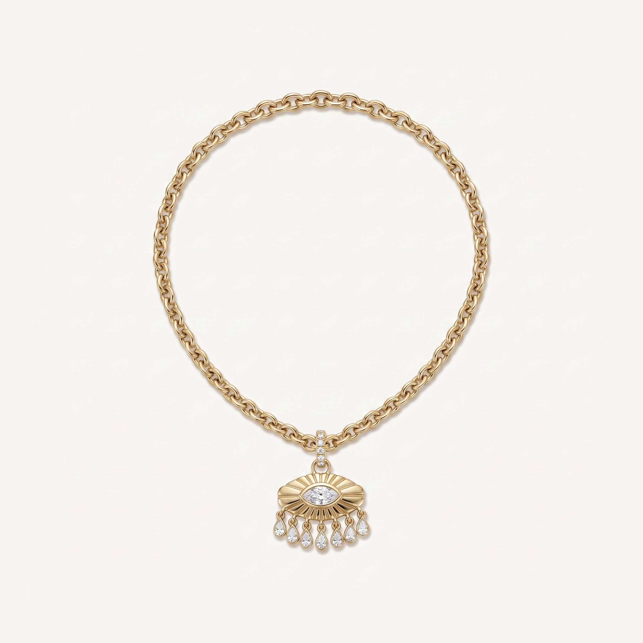 Rebecca's Eye marquise diamond evil eye pendant necklace in 14k gold