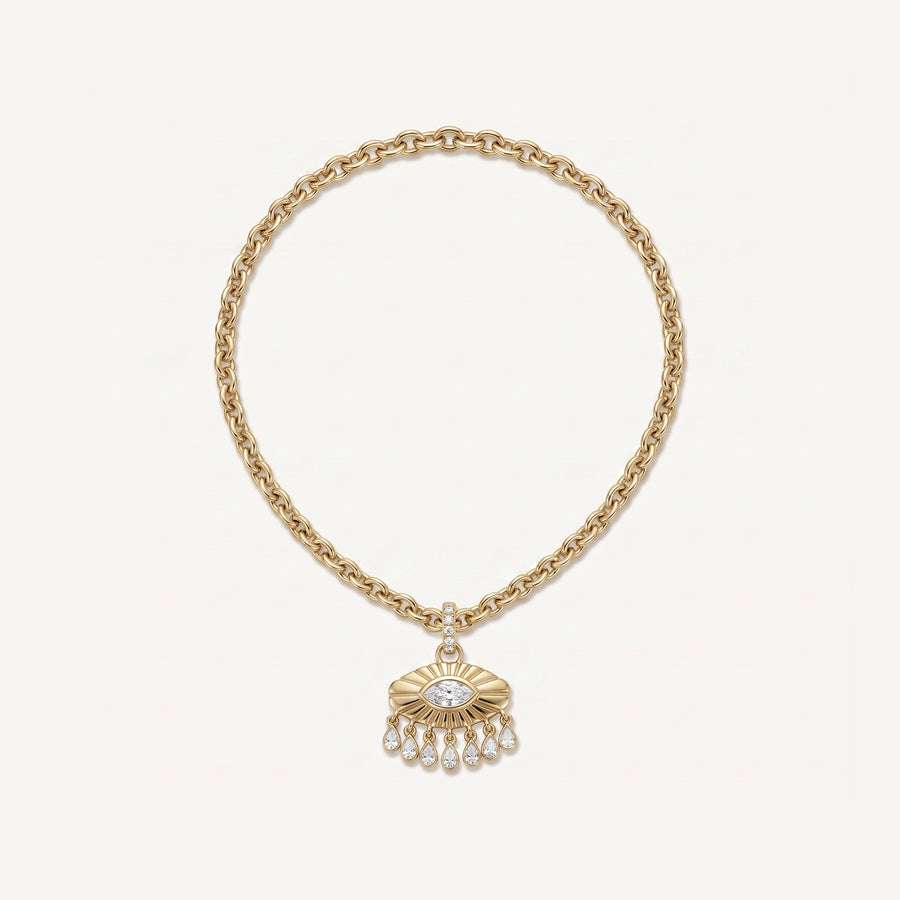 Rebecca's Eye marquise diamond evil eye pendant necklace in 14k gold