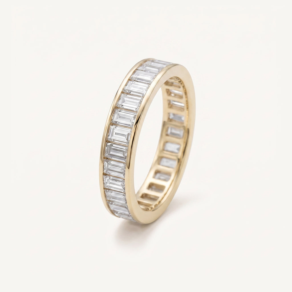 Sarah's Vigil baguette diamond eternity band in 14k gold
