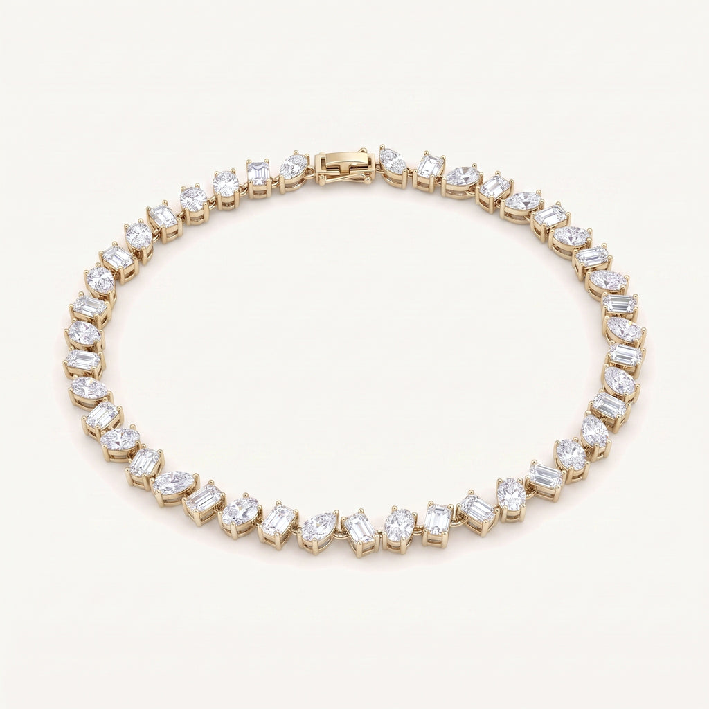 The Emora Tennis Bracelet mixed-cut diamond line bracelet, full view
